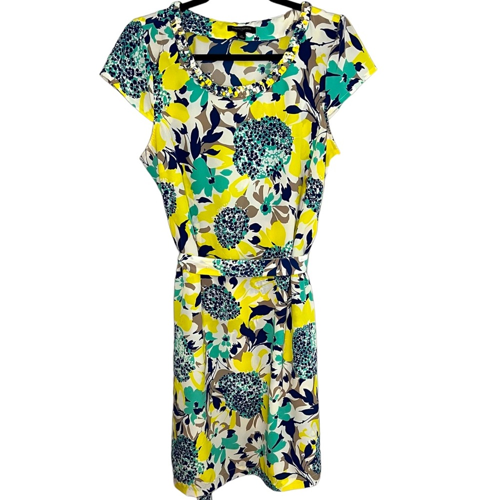 Banana Republic Floral Print Shift Dress with Braided Neckline